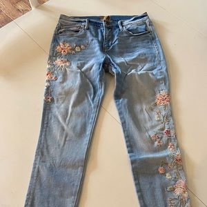 Driftwood Skinny Jeans with Floral Embroidery -